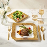 Assiettes de table de luxe 8/10/12 pouces en porcelaine blanche, or et argent pour fêtes, mariages et restaurants – Ensemble de vaisselle en céramique