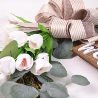 Guirlande de bienvenue GY BSCI, article tendance, décoration de printemps, feuilles d'eucalyptus en soie, tulipes artificielles