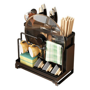 Nata Home Égouttoir multifonctionnel avec plateau, couvercle magnétique, rangement carré, organisateur de cuisine suspendu pour planche à découper et casseroles - Product Image 4
