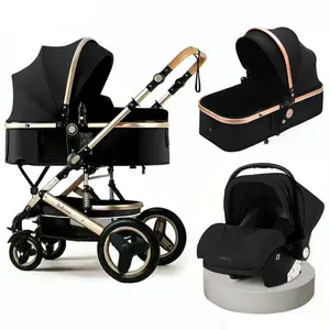 Deluxe 3-in-1 katlanabilir seyahat sistemi tam boy koşu basspremium Premium hafif Strollers araba koltuğu taşıyıcılar Pram