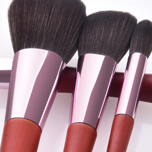 Juego de brochas de maquillaje con mango de madera marrón dorado de 10 piezas profesional, base de polvo de pelo sintético suave, herramienta de maquillaje diario gratis - Product Image 5