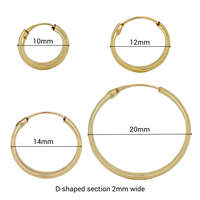 Pendientes de Aro de Oro Amarillo Sólido de 14K, Modernos, de la Marca JJ BRAVO, para Mujer, para Vestir Formal, para Bodas, Libres de Níquel