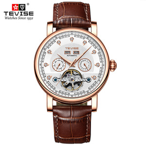 Montre mécanique automatique pour homme, montre mécanique pour homme tendance et élégante, montre en cuir étanche - Product Image 1