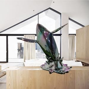 Escultura de tiburón de animal galvanizado de acero inoxidable personalizada, decoración para el hogar, hotel, decoraciones grandes para exteriores - Product Image 6