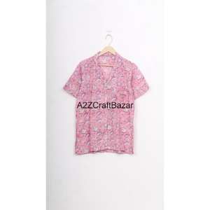 Wholesale Short-Sleeve Indian Cotton Digital Printed Breathable Spring Summer Sleepwear Set Women's Sexy Shirt Pant Home - Product Image 2