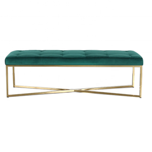 Moderne maison chambre bouton repose-pieds tissu doré jambes salon <span class=keywords><strong>capitonné</strong></span> <span class=keywords><strong>velours</strong></span> pouf banc - Product Image 1