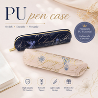 Estuche Multiusos de PU para Lápices y Bolígrafos, Bolsa de Maquillaje, Organizador de Cables Electrónicos, Estilo Vintage, para Mujeres y Niñas, Regalo