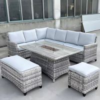 Ensemble d'osier KD extérieur porche arrière-cour mobilier d'extérieur en osier salon chaise longue coin patio rotin jardin canapé conversation ensemble
