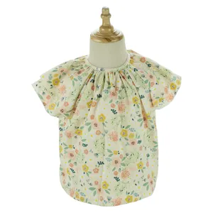 Fabricant de vêtements pour enfants Vente directe en gros en coton blanc crème avec chemisier à fleurs pour petite fille