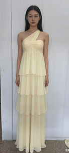 Heißer Verkauf: Ärmelloses, schulterfreies, gestuftes Chiffon-Maxikleid – Fließendes, elegantes Abendkleid für Brautjungfern, Abschlussball und Partys - Product Image 3