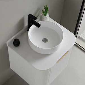 Meuble-lavabo de salle de bain <span class=keywords><strong>avec</strong></span> <span class=keywords><strong>porte</strong></span> battante, miroir LED mural, en bois massif, étanche et écologique - Product Image 4