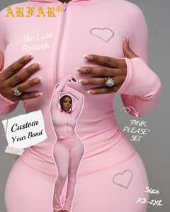 Fabricants de vêtements, sweat-shirt à fermeture éclair personnalisé avec strass en forme de cœur, leggings évasés pour la salle de sport, ensembles de yoga pour femmes, deux pièces - Product Image 1