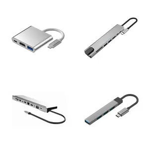 自定义11合1 C型3.1集线器至4K HDMI VGA USB SD/tf卡PD USB C集线器多端口适配器，带Gagibit