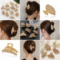 Pince à cheveux en alliage plaqué or avec strass, motif plume et feuille, petite pince latérale pour femme, accessoires capillaires 4,5 cm