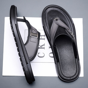 Tongs d'été pour hommes, gris et marron, semelle souple, sandales de plage imperméables, chaussures décontractées à enfiler, taille adulte 40 41 42 43 44 - Product Image 3