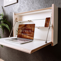 Bureau debout en contreplaqué double couche Bureau d'étude flottant à montage mural Bureau d'étude Bureau d'ordinateur pliable peu encombrant pour la maison