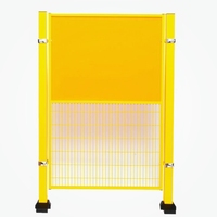 Yellow Mesh Perforated Combo Safety Partition Panel With Steel Post Floor Base <strong>Bracket</strong> for Workshop Machine Isolation