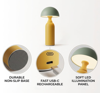Lampe de table LED sans fil de luxe 2026, rechargeable, portable, à commande tactile, intensité variable en continu, design minimaliste, en forme de champignon, pour restaurant