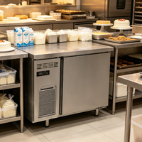 Réfrigérateur commercial sous comptoir en acier inoxydable, plan de travail réfrigéré pour boulangerie, café, cuisine