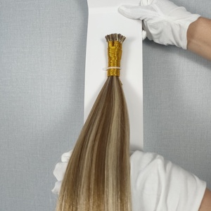 Extensiones de Cabello con Punta I de Doble Trama, Cabello Ruso Premium, Punta U, Punta V, Punta Plana, Extensiones de Cabello Humano 100% de Lujo, Cabello Rubio - Product Image 4