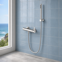 Ensemble de douche complet en acier inoxydable 316 sans plomb pour marina commerciale, système de bain mural apparent brossé avec robinets de bidet