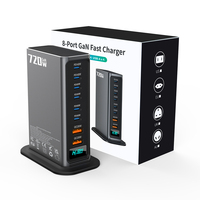 Chargeur USB C 720W Type C PD 140W GaN à charge rapide, 6 ports USB-C + 2 ports USB-A, station de charge de bureau 8 ports pour téléphone, tablette et ordinateur portable