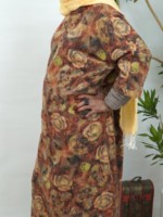 Robe longue Abaya en mousseline de coton à imprimé floral, col rond, coupe ample, manches trois-quarts, pour le Ramadan et le quotidien, modèle 2026, OEM