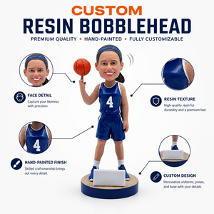 Statuetta Personalizzata <span class=keywords><strong>di</strong></span> Giocatrice <span class=keywords><strong>di</strong></span> <span class=keywords><strong>Basket</strong></span>, Dipinta a Mano con Palla Rotante, Figurina Sportiva in Resina - Product Image 1