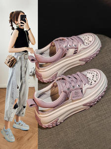 2025 été respirant baskets femmes chaussures décontractées nouveaux Styles dames chaussure en <span class=keywords><strong>cuir</strong></span> véritable baskets femmes hauteur augmentant - Product Image 4