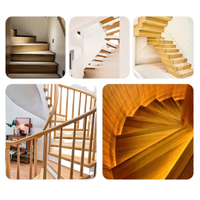 Escalier en arc en bois massif moderne personnalisé Moren, garde-corps en bois durable pour salon, hôtels, appartements, garantie de plus de 5 ans