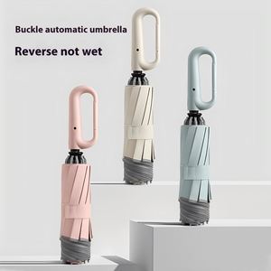 Cross-Border <b>Large</b> Durable Automatic <b>Umbrella</b> Reinforced Ring Buckle Solid Color Business Gifts Windproof 3rd Generation Design - Product Image 1
