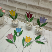 Vase à fleurs en verre recyclé YAPPIE, design Art Déco, magnifiques tiges violettes, décoration de jardin, décor en cristal, attrape-soleil
