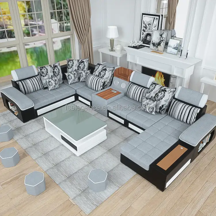 De Lujo alegría Bam casa elegante diseño venta moderno muebles de 5 plazas sofá esquina salón sofá diseños con precio
