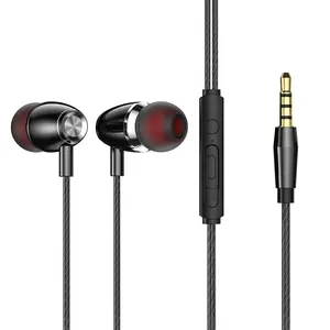 cantell 2023 Factory metal Heavy Bass Wired In-ear Headphones 3.5mm Plug With Mic Sports Earphones