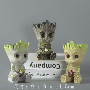 <span class=keywords><strong>Maceta</strong></span> suculenta creativa <span class=keywords><strong>Groot</strong></span> Tree Man, decoración de resina de escritorio de madera brasileña única y bonita - Product Image 2