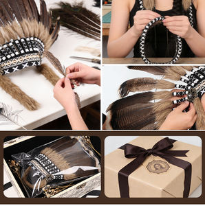 ティンモア TS107 インディアンフェザーヘッドドレス 手作り カーニバルパーティーコスチュームアクセサリー ユニセックス 大人用 在庫あり - Product Image 6