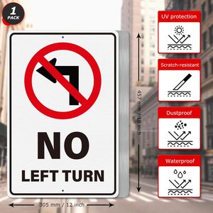 Señal de giro a la izquierda sin agujeros preperforados reflectantes de grado ingeniero señalización de tráfico de aluminio para coches camiones Road Street - Product Image 3