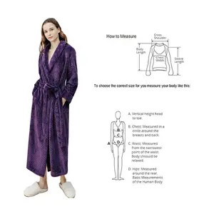 Sunhome Soft Adult Long Sleeve Sleepwear Bathrobe Hotel Luxury Women Men 100% Polyester Waffle Flannel Fleece Bath Robe