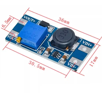 Modul Penguat Tegangan MT3608 DC-DC Step-up Converter 2A Maks 2V-24V ke 5V 9V 12V 28V Papan Catu Daya Booster