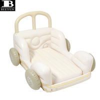 Lit gonflable portable pour enfants, matelas pneumatique crème et blanc pour l'été, idéal pour les voyages, les nuits d'enfants, la maison, le camping et les tentes extérieures