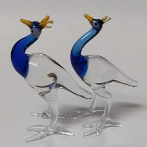 Mundo de Cristal en Miniatura, Cristal de Murano Soplado a Mano, Arte de Cristal con Forma de Pájaro, Pareja de Pavo Real, Arte Contemporáneo, Ecológico, Moderno - Product Image 4