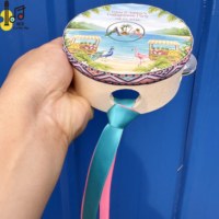 Adults Hand Held Percussion Gift Wood Musical Instrument Mini 4 Inch Silk Ribbon Colorful Handheld Percussion Wedding Drum Price