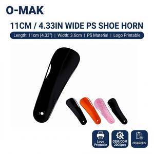 Chausse-pied ultra-court et large de 11 cm (4,3 pouces) en PS, forme goutte d'eau, personnalisable avec logo, 4 couleurs, boîte à <span class=keywords><strong>chaussures</strong></span> cadeau, OEM, MOQ 2000 pièces - Product Image 1