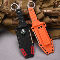 Couteau tactique miniature d'extérieur multifonctionnel avec boussole et silex intégrés, outil de survie portable pour le camping S01 Couleur