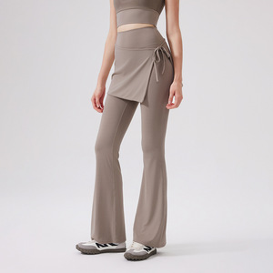 En gros, Leggings de yoga et de sport pour femmes 2-en-1 avec jupe portefeuille amovible, taille haute, effet ventre plat, respirants et à séchage rapide - Product Image 3