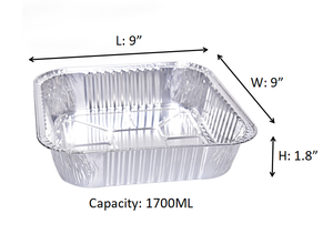 8 "9" atacado personalizado quadrado alumínio Foil Container para Food Service Heavy Duty alumínio Foil Bandejas - Product Image 4