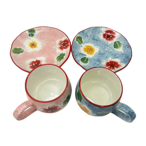 European Retro Luxury 10 oz Ceramic Tea & <b>Coffee</b> Cup Plate <b>Set</b> Hand Drawn Floral Pattern Cups Under Glazed Tea <b>Mug</b> - Product Image 6