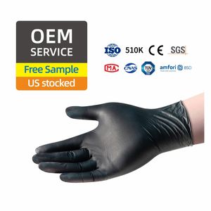 ANBOSON 4Mil 5Mil 6Mil Personalisierte Fabrikhergestellte Latexfreie Puderfreie Schwarze Einweg-Nitrilhandschuhe - Product Image 2