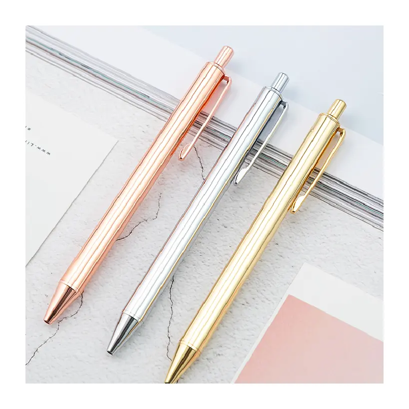 Роскошная индивидуализированная металлическая шариковая ручка с логотипом, индивидуальная реклама, шариковая ручка цвета розового золота и серебра, рекламный подарок