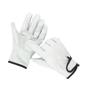 Good quality inexpensive white cowhide gloves palm reinforced wear resistant driver work gloves